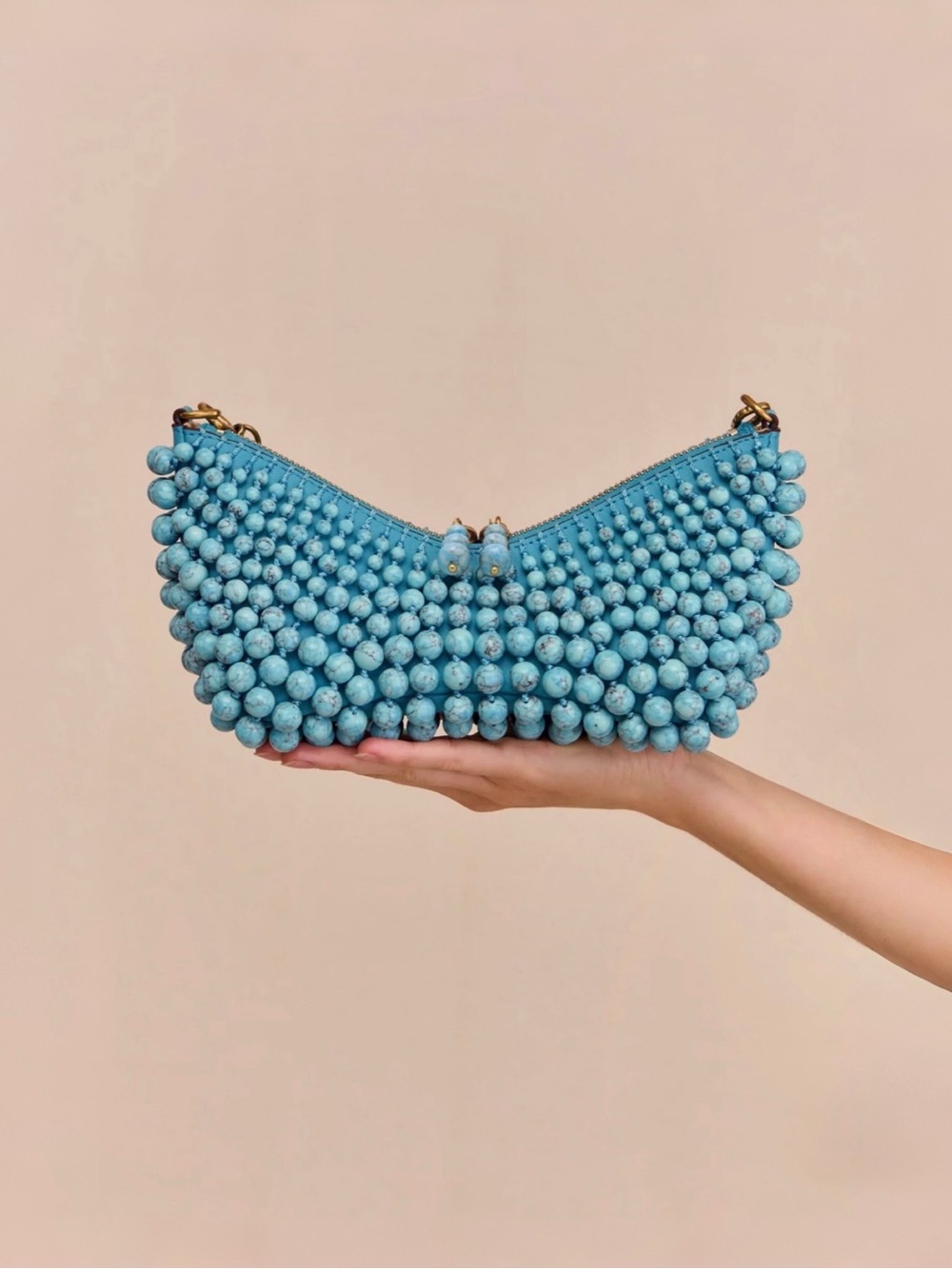 NEW in Box Cult Gaia Mercier Mini Shoulder Bag in Ibiza Turquoise Beaded $898 - Picture 5 of 9